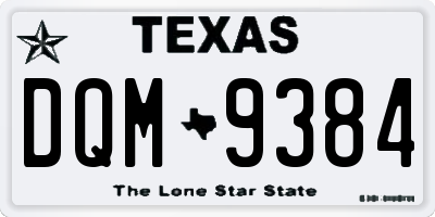 TX license plate DQM9384