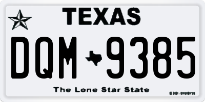 TX license plate DQM9385
