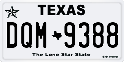 TX license plate DQM9388