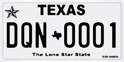 TX license plate DQN0001