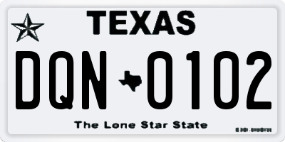 TX license plate DQN0102