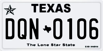 TX license plate DQN0106