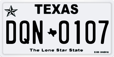TX license plate DQN0107