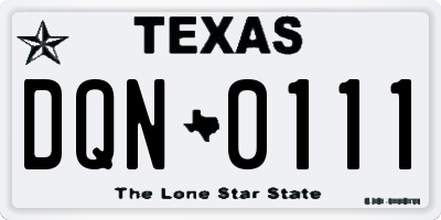 TX license plate DQN0111