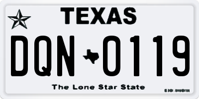 TX license plate DQN0119