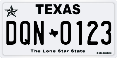 TX license plate DQN0123