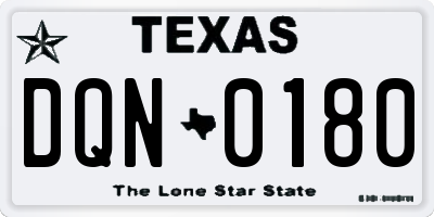 TX license plate DQN0180