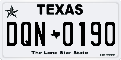 TX license plate DQN0190
