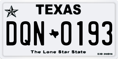 TX license plate DQN0193