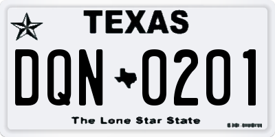 TX license plate DQN0201