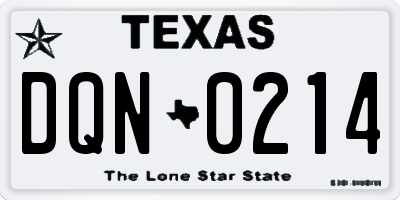 TX license plate DQN0214