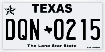 TX license plate DQN0215