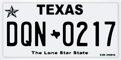 TX license plate DQN0217