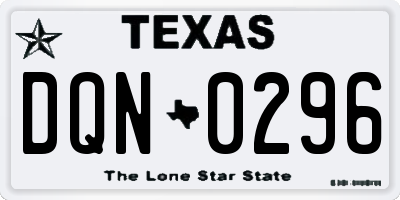 TX license plate DQN0296