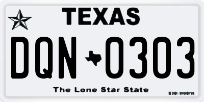 TX license plate DQN0303