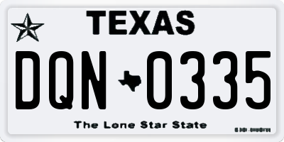 TX license plate DQN0335
