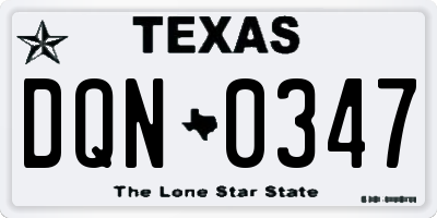 TX license plate DQN0347