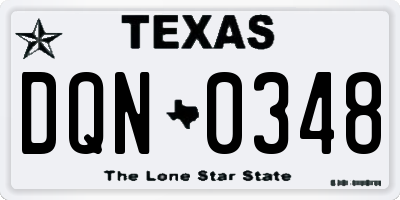 TX license plate DQN0348