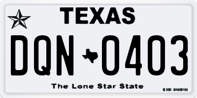 TX license plate DQN0403