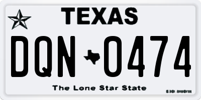 TX license plate DQN0474