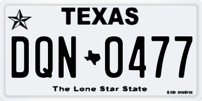 TX license plate DQN0477