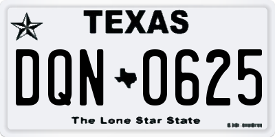 TX license plate DQN0625