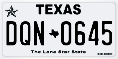 TX license plate DQN0645