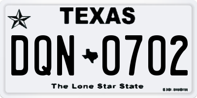 TX license plate DQN0702