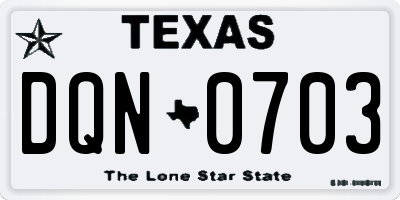 TX license plate DQN0703
