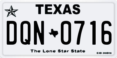 TX license plate DQN0716