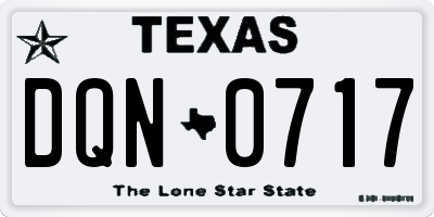 TX license plate DQN0717