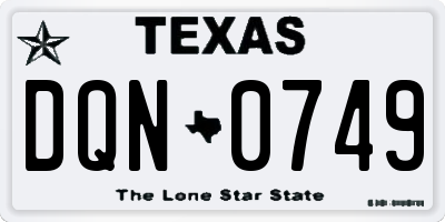 TX license plate DQN0749