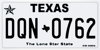 TX license plate DQN0762
