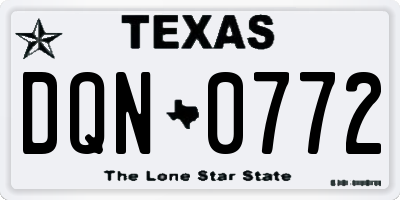 TX license plate DQN0772