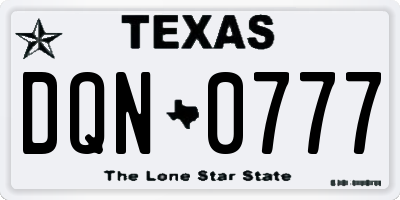 TX license plate DQN0777