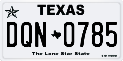 TX license plate DQN0785