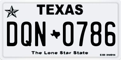TX license plate DQN0786