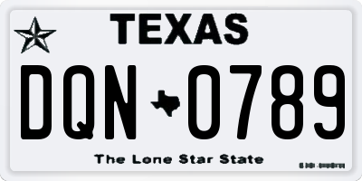TX license plate DQN0789
