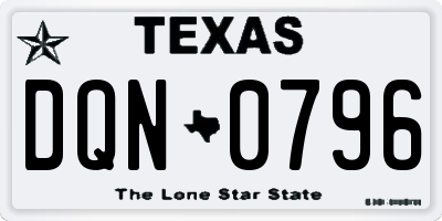 TX license plate DQN0796
