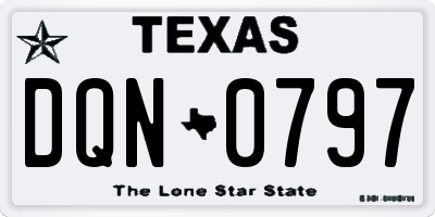 TX license plate DQN0797