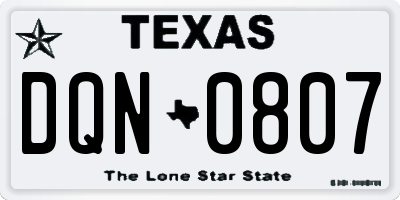 TX license plate DQN0807