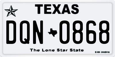 TX license plate DQN0868
