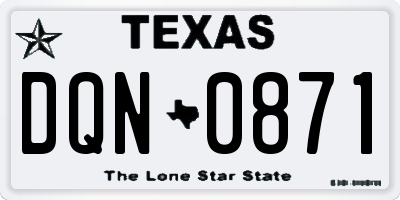 TX license plate DQN0871