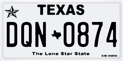 TX license plate DQN0874