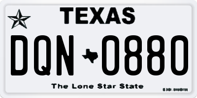 TX license plate DQN0880