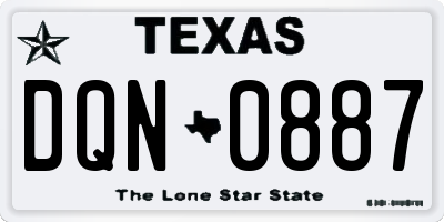 TX license plate DQN0887