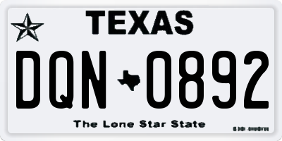 TX license plate DQN0892