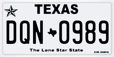 TX license plate DQN0989