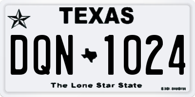 TX license plate DQN1024
