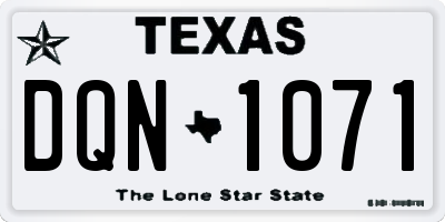 TX license plate DQN1071